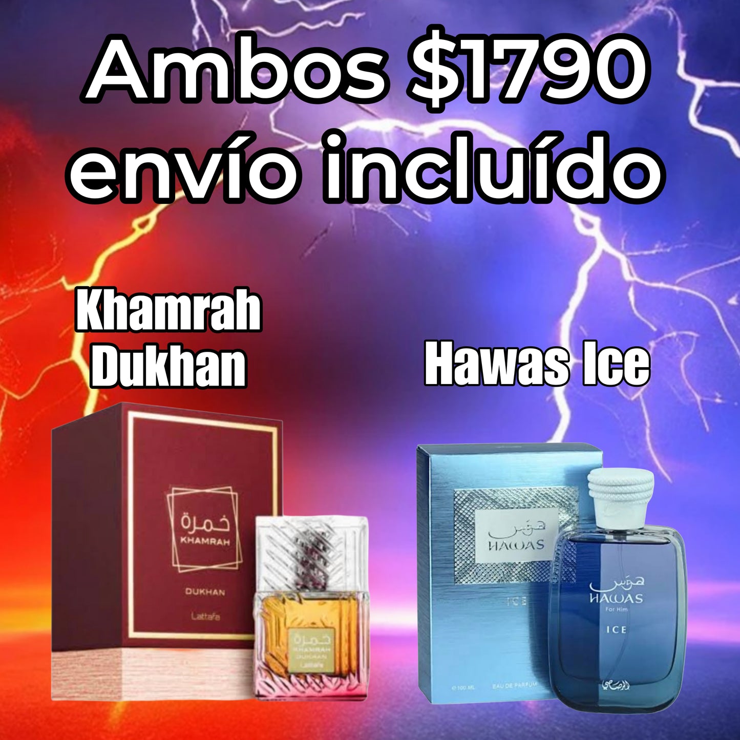 Combo Khamrah Dukhan y Hawas Ice ambos de 100 ML